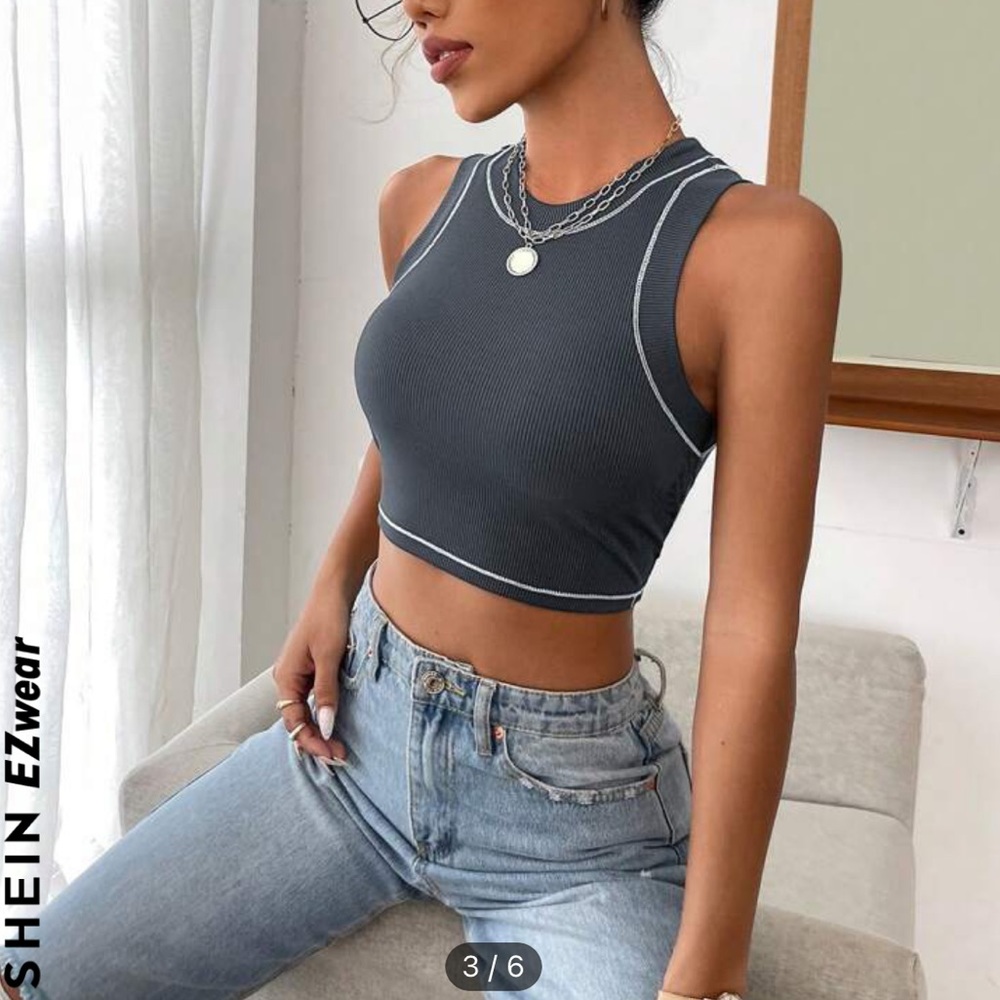 New! Gray Crop Top, Medium